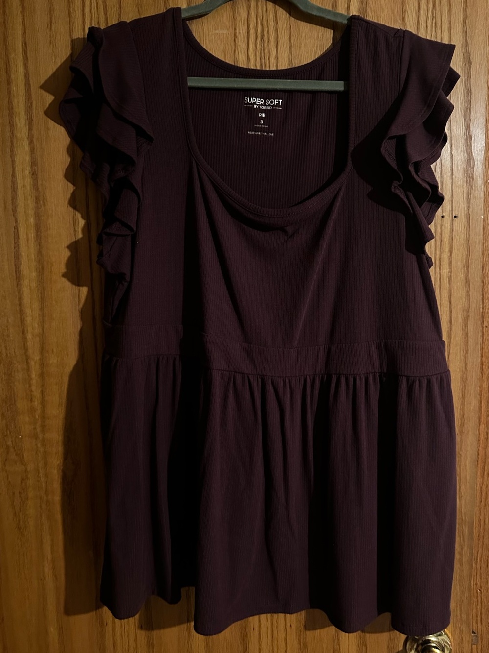 torrid Plum Ruffle Sleeve Scoop Neck Tunic